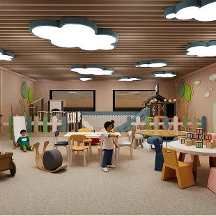Colourful playroom for younger students