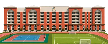 The JHPS school building with its tennis court and football field